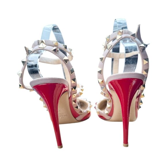 VALENTINO GARAVANI Rockstud Caged Pump EU 38 US 8 Red Patent Pointed High Heel - Picture 7 of 14